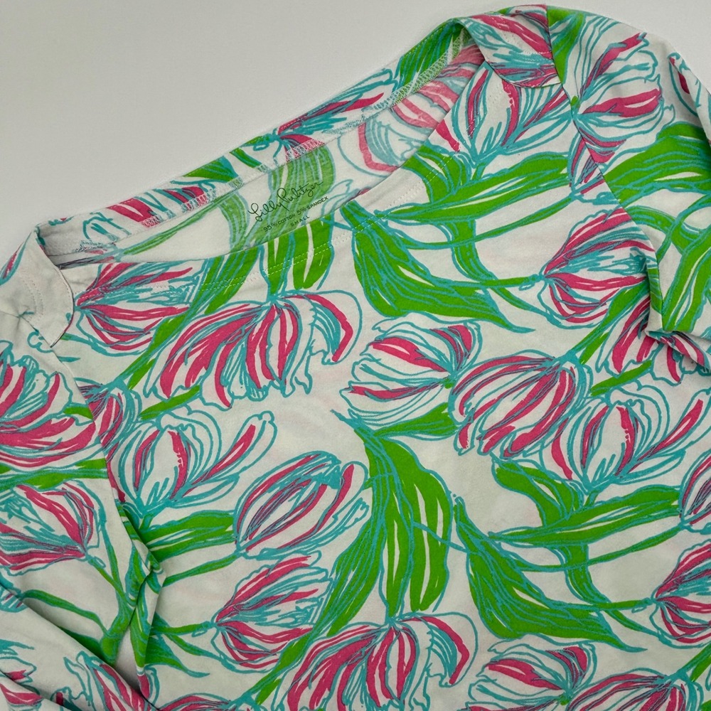 Lilly Pulitzer Top Women's Small Floral Print 3/4 Sleeve Colorful - Picture 1 of 7